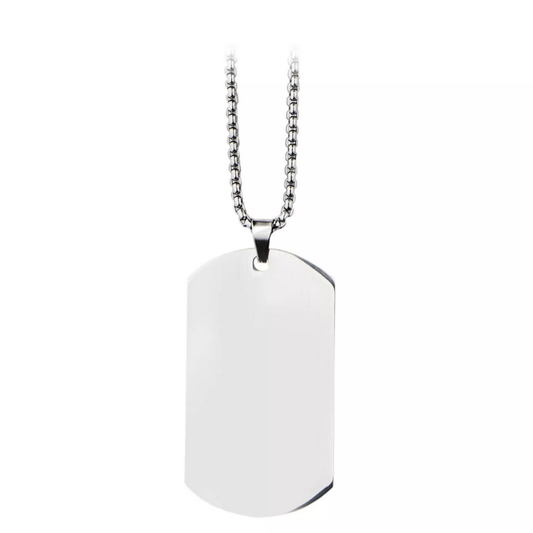 Graverbart Militärhalsband i Rostfritt Stål